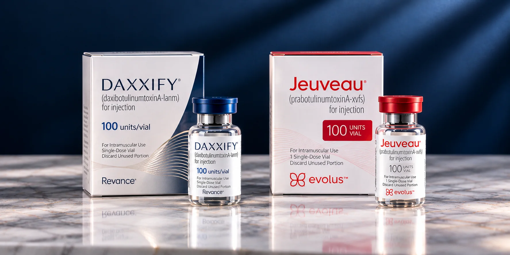 Daxxify and Jeuveau wrinkle relaxers on the treatment counter